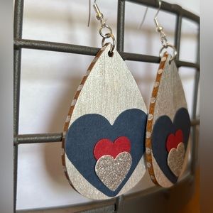 HANDMADE Wooden Teardrop Lightweight Earrings with 925 Ear Hooks